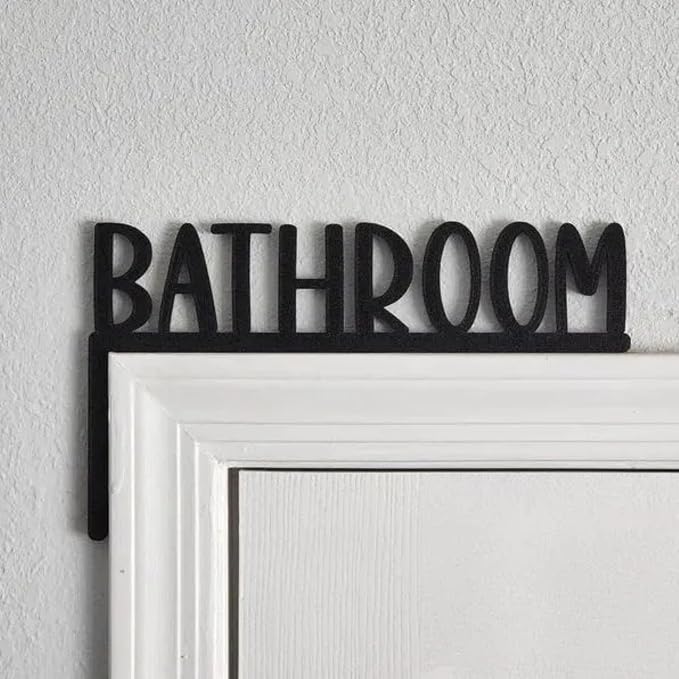 2025 New Year Gift - Cute Metal Door Topper Love You Bye Over Door Frame Decor Corner Sign Black Ornaments Wood Decorations Funny Christmas (Bathroom) - Image 2