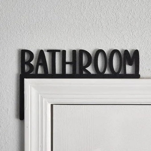 2025 New Year Gift - Cute Metal Door Topper Love You Bye Over Door Frame Decor Corner Sign Black Ornaments Wood Decorations Funny Christmas (Bathroom) by Unknown