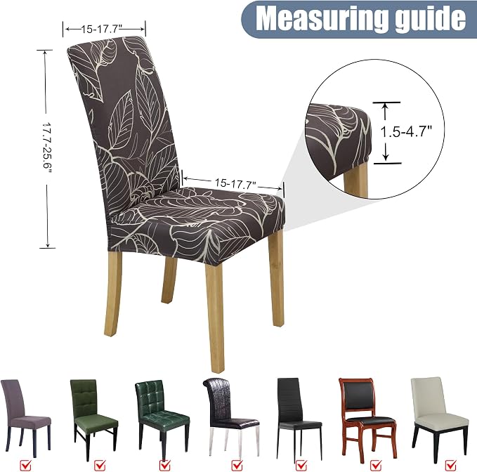 Dining Chair Covers, Stretch Seat Covers, Washable Furniture Protector | 4 Pack, Washable, Stretch Fit, Soft, Non Slip, Dining Chair Covers, Seat Protector, Furniture Cover,Easy Clean - Image 5