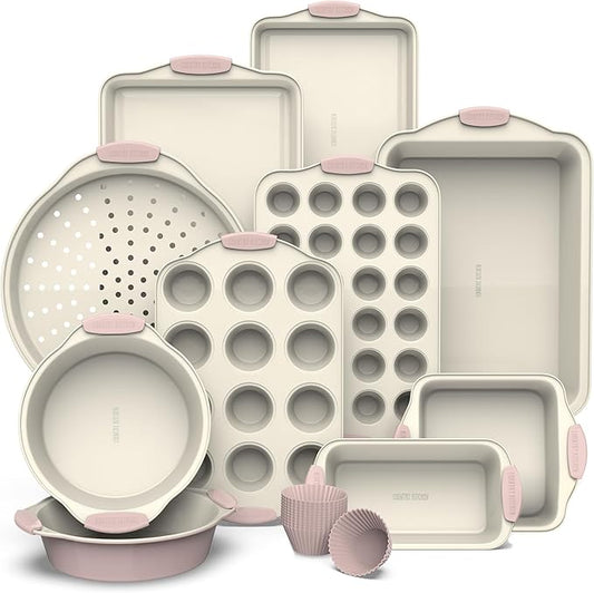 Country Kitchen Nonstick Stackable Bakeware Set - Durable, Easy Release Baking Set- 22 Pc. Includes Silicone Muffin Cups