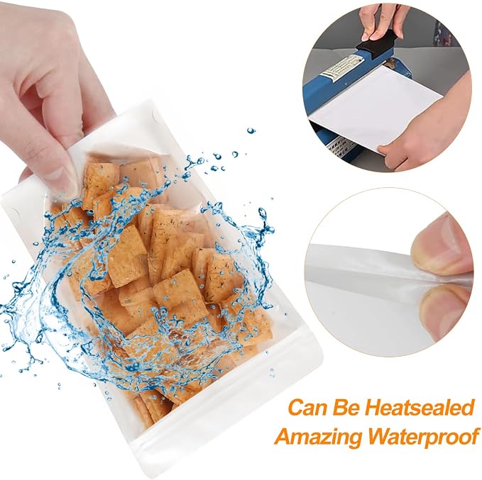 100 PCS Resealable Packaging Bags for Small Business，Kraft Bags With Window Clear Fornt Heat Seal Sealable 4"X6"Paper Zipper Stand Up Pouches Nut Bag Coffee Cookie Herb Food Bakery Storage - Image 5