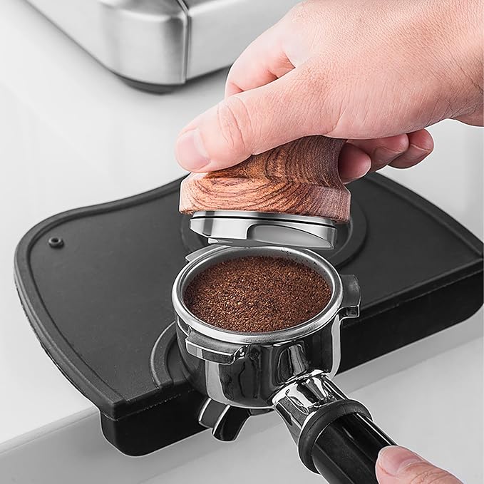 53mm Premium Barista Coffee Tamper, Durable 304 Stainless Steel Base, Adjustable Depth 53mm Coffee Distributor, Durable Pear Wood Handle