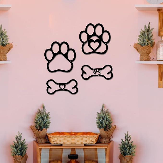 4 PCS Dog Wall Art - Paw & Bone Decor for Dog Lovers' Home - Image 7