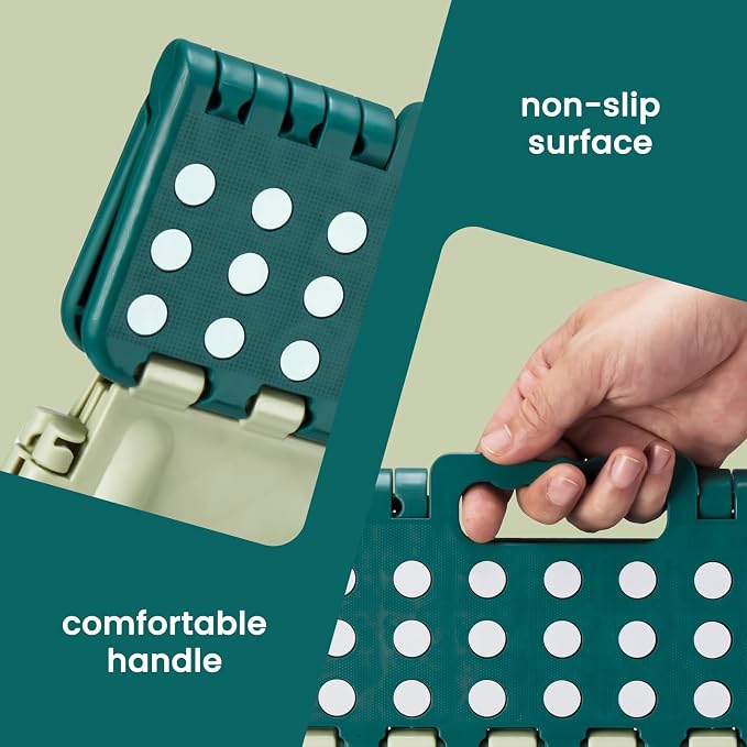 ACSTEP Foldable Step Stool for Adults 13 Inch, 300 lbs, Green | Lightweight Stepping Stool with Handle and Non-Slip Surface, for Reaching Kitchen Cabinets, Bathroom Shelves and Closets - Image 7