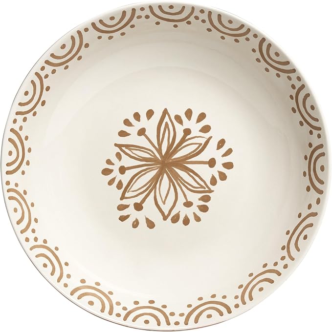 Sango 4-Piece Speckled Stoneware Pasta Bowl Set- Wide Shallow Dinner Bowls with Hand-Painted Rustic Design, Farmhouse Glossy Large Ceramic Bowls for Pasta, Salad & Everyday Meal, Siterra Glazed Garden - Image 9