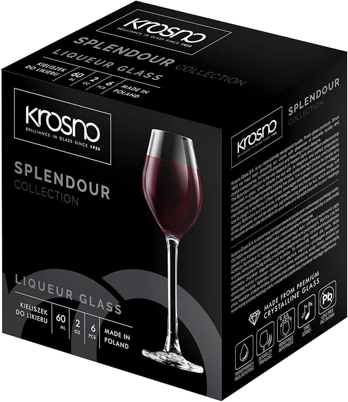 KROSNO Liqueur Glasses Set of 6, 2.0 oz, Splendour Collection | Drinking Glasses, Shot Tequila Grappa Glassware, Lead-Free Crystal, Dishwasher Safe - Image 9