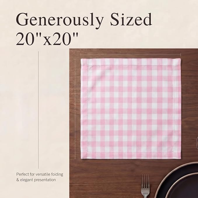 Urban Villa Cloth Napkins Cotton 12x12 (Set of 12) Pink/White - Image 6