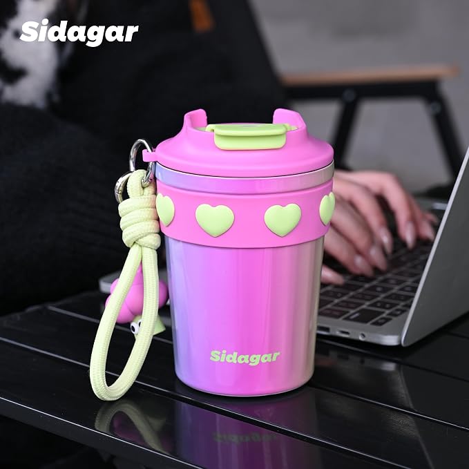 SDGA+ 12 oz Travel Coffee Mug Spill Proof Leak Proof, Stainless Steel Thermal Coffee Cup with Lid, Resuable Cup for Hot and Cold, Portable Tumbler for Women, Rainbow - Image 4