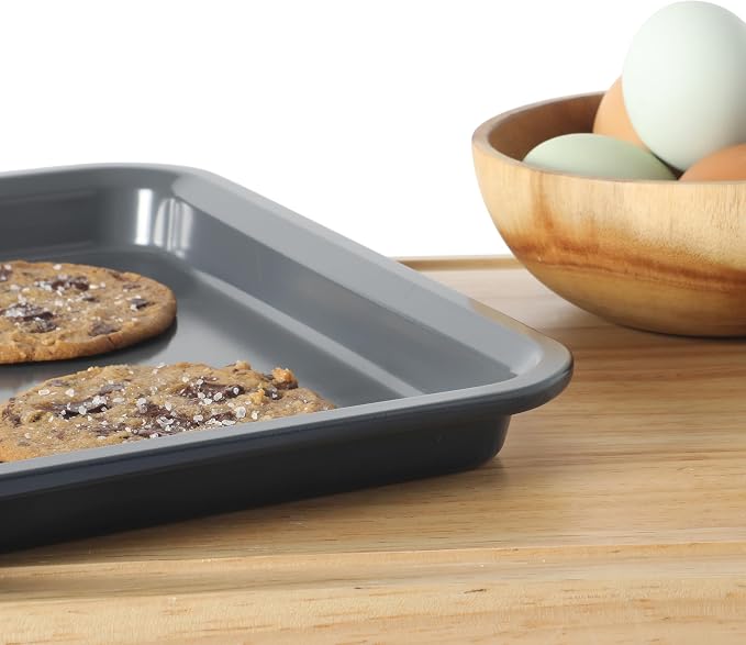 Calphalon Legacy 15 x 10 Inch PFA Free Nonstick Cookie Sheet Baking Pan in Blue, Durable Heavy Gauge Steel Bakeware for Even Heating, Oven Safe Baking Tray for Cookies and Roasting - Image 5