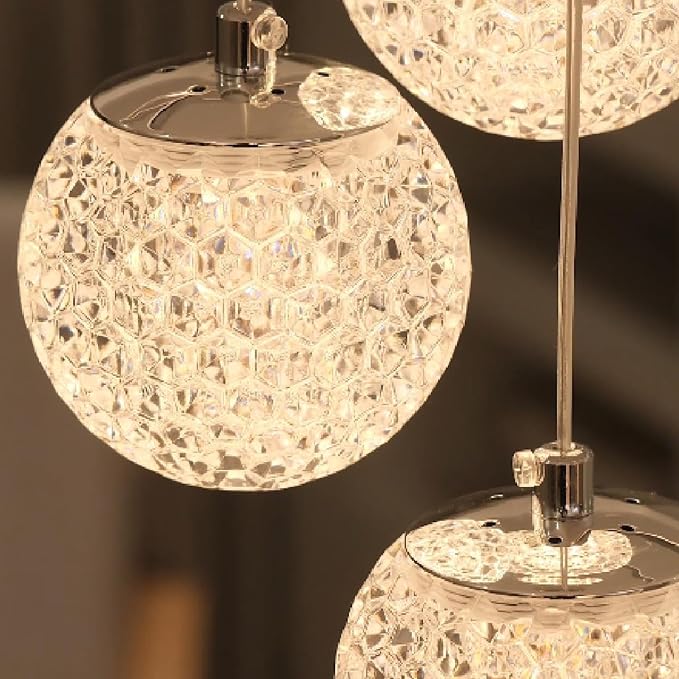 ORANOOR LED Modern 3 Ring Chandeliers, 24inch Dimmable Kitchen Pendant Lamp | Silver Dining Room Light Fixtures Ceiling Hanging Over Table, Globe Round Chandeliers for Living Room Dining Room, Chrome - Image 7