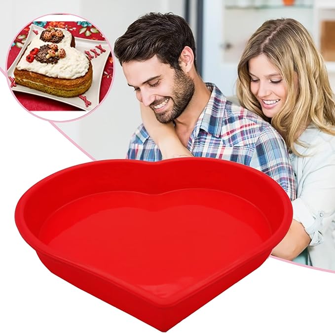 Large Heart Silicone Cake Pan Mold Easy Release Chocolate Mold Cake Trays for Valentine's Day Mousse Cake Baking, French Dessert, Jello, Pastry, Brownie, Ice Cube, Soap