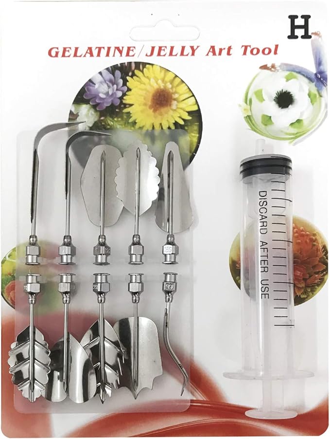 Woohome Art Cake Tools, 3D Gelatin Jelly Tools Includes 40 PCS Gelatin Tools and Making Pudding Pastry Nozzles for Cake Decoration, Jelly Cake making, (Style: GHIJ)