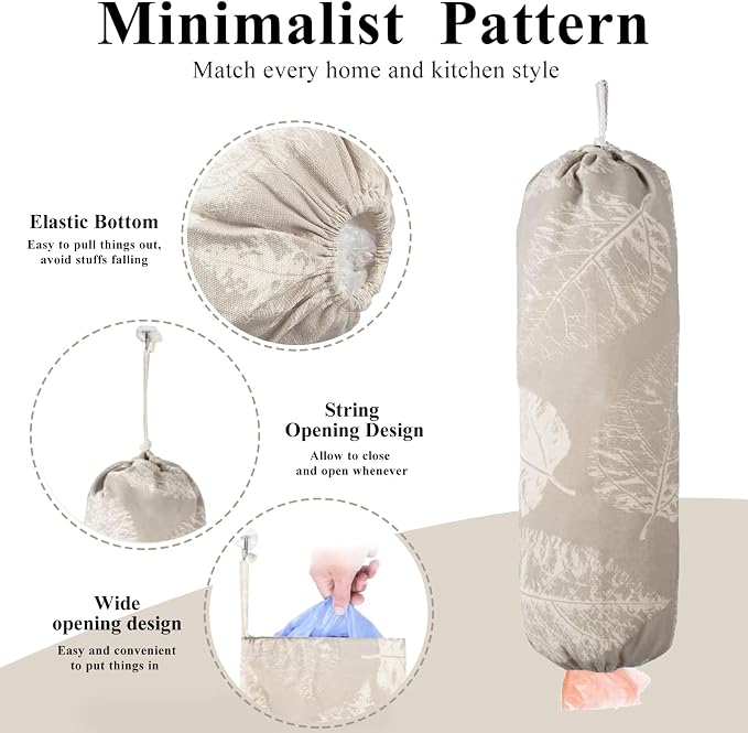 Plastic Bag Holder, Wall Mount Plastic Bag Organizer Dispenser, Heavy Duty Grocery Bag Storage Holder for Home Kitchen Camper (Tablet Leaves) - Image 2