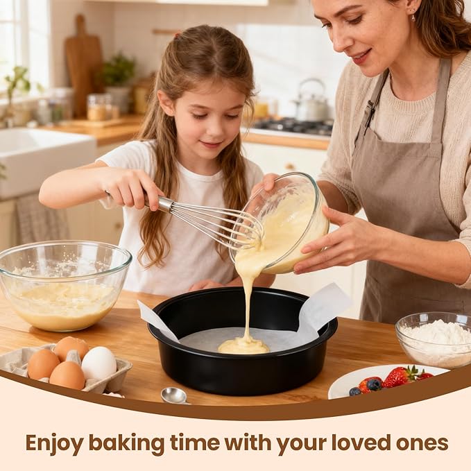 9 Inch Cake Pan Set of 2 - Nonstick Carbon Steel Round Cake Baking Pans with Parchment Paper, Dishwasher Safe, Durable for Large Layer Cakes, Birthday & Christmas Baking - Image 7