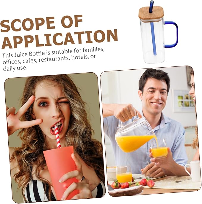 Clear Glass Tumbler with Lid and Straw High Temperature Resistant Transparent Cup for Coffee Milk Tea and Beverages Drinking Glass with Handle for Home Office and Party Use