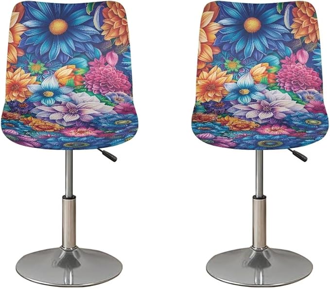 Bohemian Bar Chair Seat Covers for Dining Room Decorative Covers Set of 2 Soft Barstool Chair Seat Cushion Slipcovers by Sellikakes