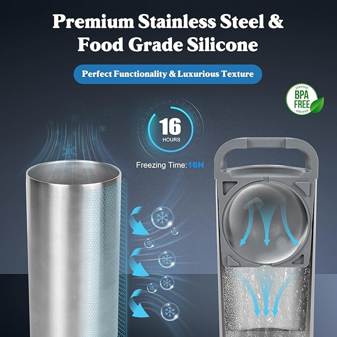 Clear Ice Cube Maker, 2.4" Stainless Steel & Non-BPA Silicone Ice Ball Maker Mold for Cocktails, Drinks & Bourbon, Whiskey Gifts for Men Woman