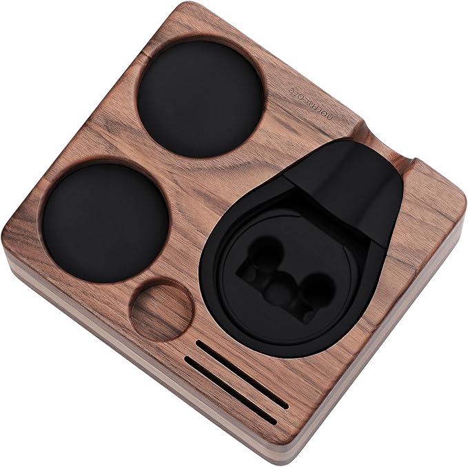 Normcore Compact Tamping Station, Espresso Tamper Station Base, Genuine American Walnut Tamper Holder, Portafilter Holder For 51mm 54mm Coffee Tamper, Distributor, Puck Screen, WDT and Portafilter
