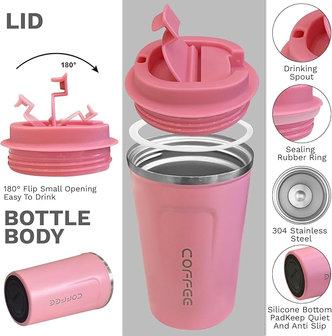 Insulated Travel Coffee Mug, Stainless Steel Coffee Cup with Leakproof Lid | Double-wall insulation keeps drinks hot or cold for hours, with a leakproof lid and portable stainless steel design - Image 2