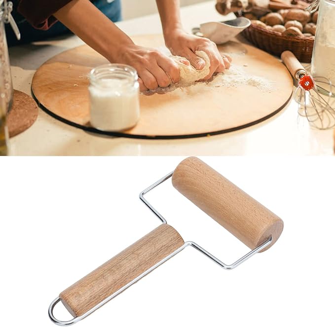 Rolling Pin, Beech Wood and Stainless Steel Dough Roller, Smooth Polished Surface, 160g Pastry Tool for Pizza Cake Bread Cookie Baking Home Kitchen Bakers - Image 9
