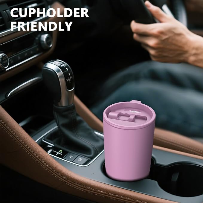 TILUCK 20 oz Insulated Coffee Tumbler with BPA-Free Lid | Travel Coffee Mug, Dishwasher Safe, Cup Holder Friendly, Double-Wall Vacuum Insulation for Hot & Cold Drinks, Matte Lilac - Image 4