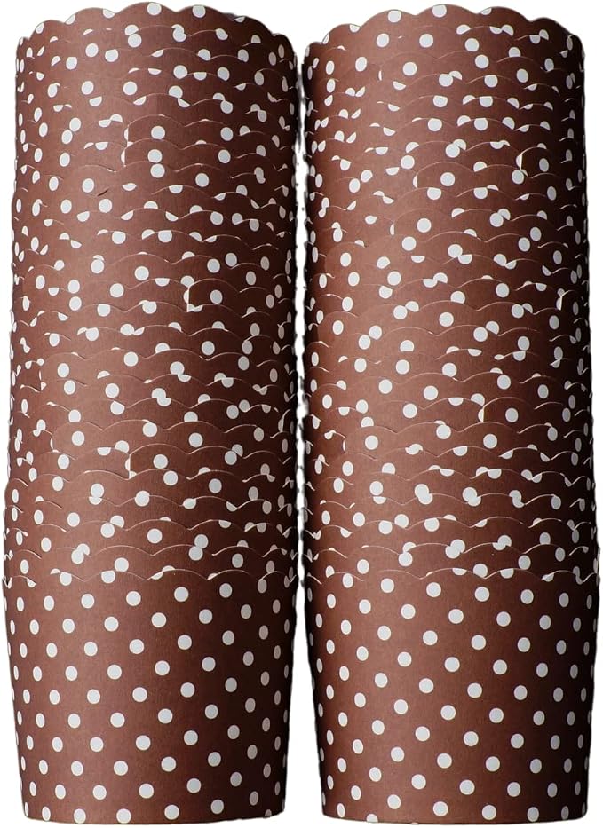 Paper Baking Cups (Polka Dots), Greaseproof Disposable Cupcake Liners (Chocolate Brown, Large Cups (50-Pack)) by Bake-In-Cup
