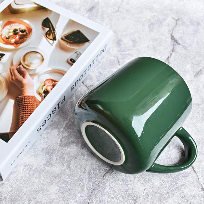 Bosmarlin Glossy Ceramic Coffee Mug, Tea Cup for Office and Home, 18 oz, Suitable for Dishwasher and Microwave(Dark Green, 2) - Image 6