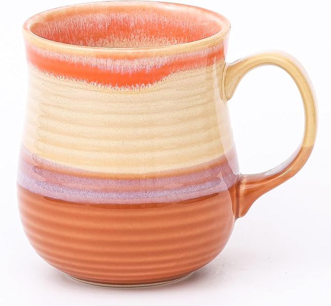 21 oz Large Ceramic Coffee Mugs, Handmade Tea Cups with Handle | Pottery Mug Handmade for Office and Home, for Men and Women, Dishwasher and Microwave Safe, Great Gift, Orange by HYTYSKAR