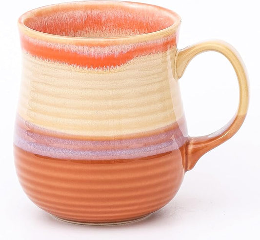 21 oz Large Ceramic Coffee Mugs, Handmade Tea Cups with Handle | Pottery Mug Handmade for Office and Home, for Men and Women, Dishwasher and Microwave Safe, Great Gift, Orange by HYTYSKAR