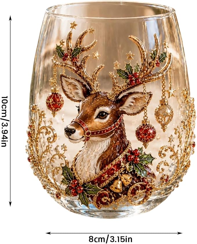 3D Christmas Glass Art Cup, Luxury Raised Holiday Glassware Collection | Cute Festive Stemless Wine Glasses,Artistic Holiday Table Ornaments,Perfect Christmas Home Decor Gifts for Various Beverages - Image 3