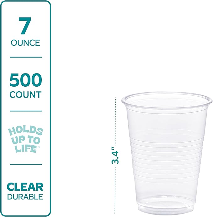 Comfy Package GUSTO Clear Plastic Cups – Disposable Drinking Cups for Parties, Events, & Everyday Use – Crystal Clear, BPA-Free, Durable Polypropylene - (Formerly (7oz., 500, Count)