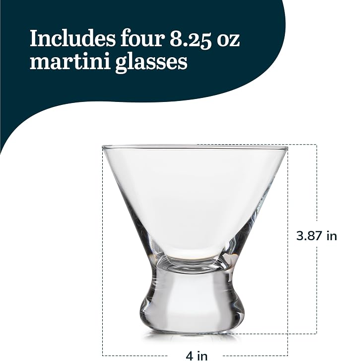 Libbey Cosmopolitan Stemless Martini Glasses, 8.25 Oz Dishwasher Safe Martini Glasses Set of 4, Martini Cups Set for Wedding Registries and More - Image 3