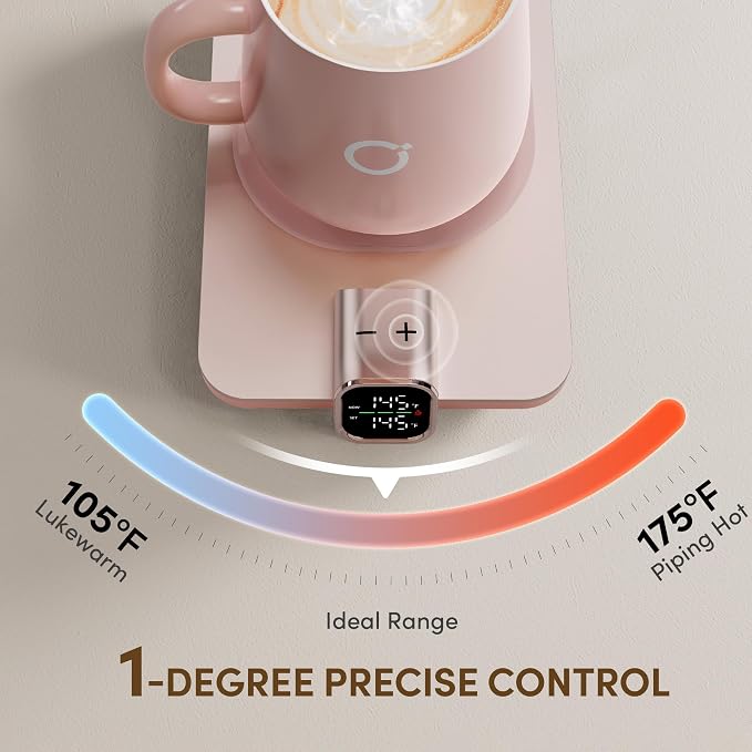 Coffee Cup Warmer & IKAGO Mug Set, 1℉ Precise Temp Control Mug Warmer | Auto Shut Off, Infrared Sensor, Dual Temp Display, ℉/℃ Optional, 15oz Mug with Spoon & Lid Included, Gifts for Men Women - Image 3