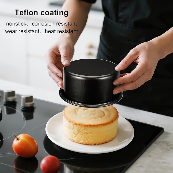 4 Inch Cake Pan, 3PCS Nonstick Small Cake Pans with 100PCS Parchment Paper | Mini Cake Pans for Christmas Birthday, Round Smash Cake Pans Tin for Layer Cakes Cheesecake, Straight Side & Dishwasher Safe - Image 5