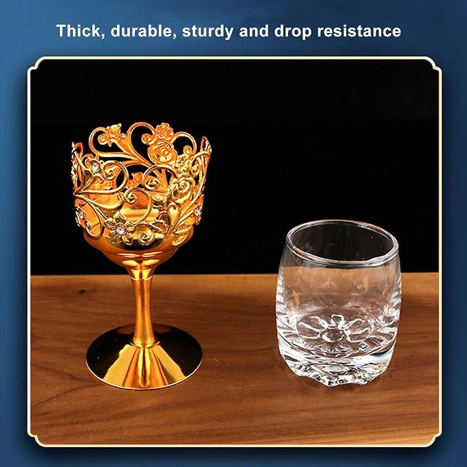 6Pcs Metal Wine Glass Set, Removable Stem or Stemless Design, Embossed Glassware for Home Bar, Dishwasher Safe - Image 6