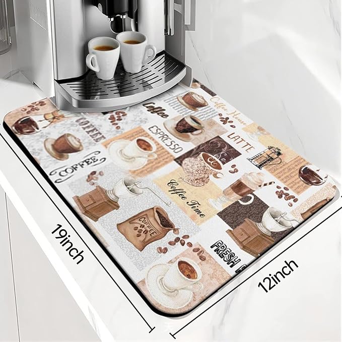 Coffee Mat,Coffee Bar Mats for Countertop Accessories,Silicone Mat | Dish Drying Mats for Kitchen Counter Waterproof(19''x12'') - Image 3