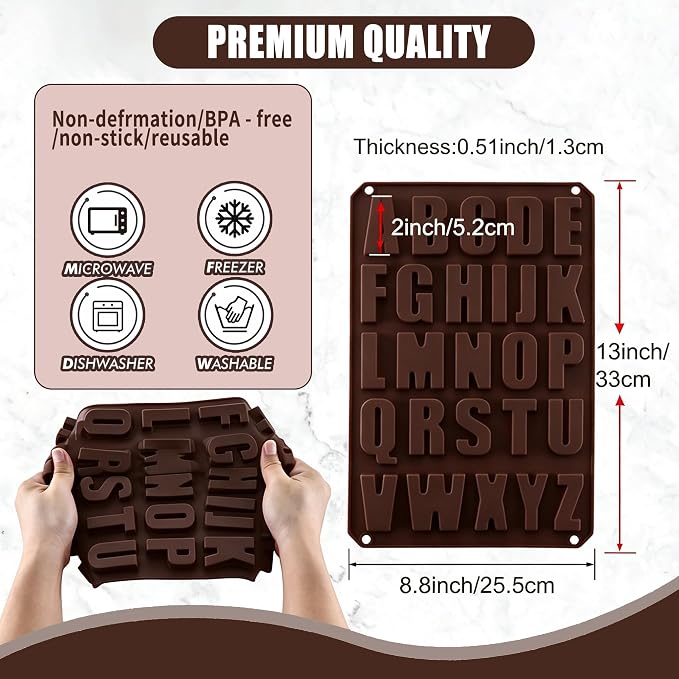 Letter Alphabet Silicone Molds BPA Free Food Grade Non-Stick Easy Release Reusable Baking Molds for Chocolate Cake Ice Tray DIY Cake Decorating Kitchen Baking Tools - Image 5