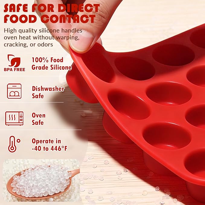 HKNMTT Mini Silicone Muffin Pans for Baking 24Cups BPA-Free Egg Bites Molds | Food-Grade, Non-Stick, Oven Safe, Small Cupcake Pans, Muffin Tin - Image 3