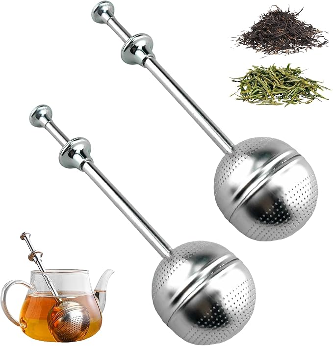 Stainless Steel Tea Infuser Strainers, 2025 New Loose Leaf Tea Filter, Ultra-Fine Mesh Filter Cup, Large Capacity Reusable Cup Filter, For Brewing Loose Leaf Tea And Coffee (Handle 2PCS)
