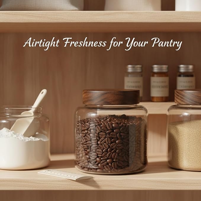Easy-Access Borosilicate Glass Jar with Acacia Wood Lid for Quick Pantry Organization - Image 2
