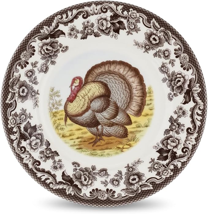 Spode – Woodland – Turkey Luncheon Plate - Brown/White by Spode