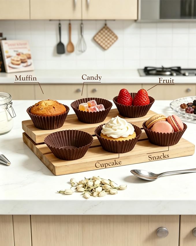 700 Count Coffee Cupcake Liners - Greaseproof Muffin Baking Cups, 2 Inch | Non-Stick, Disposable Muffin Liners — Hold Cupcakes, Muffins, Desserts & Nuts for Parties, Weddings and Birthdays - Image 6