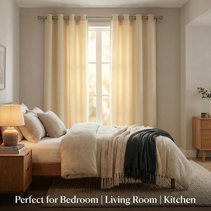 Urban Villa Cotton Grommet Curtains 52x96 (2 Panels) Ivory - Image 3
