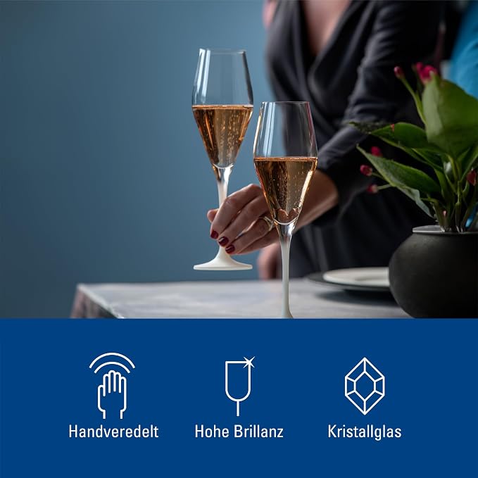 Villeroy & Boch - Manufacture Rock Blanc Champagne Flute Set, 4 pcs. Set of Drinking Glasses for Champagne and Sparkling Wine, 8.75 oz, Crystal Glass, Frosted Matte White Slate Look Base | Matte-white crystal glass champagne flutes, hand wash only, ele... - Image 3