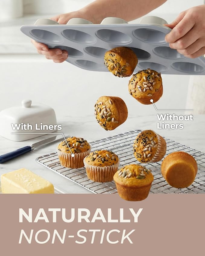 CARTMAN 2-Pack Ceramic Muffin Pan 12 Cup with 200 Cupcake Liners, Non-Stick & Non-Toxic Baking Tin for Healthy Muffins and Cupcakes, Perfect for Home Kitchens and Parties - Image 5