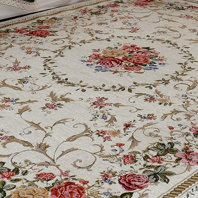Vintage Rustic Shabby Rose Rug Luxury Soft Elegant Traditional Rugs Accent Floral Floor Rugs Carpet for Home Living Room/Bedroom, 5' x 7', Country Rose - Image 6
