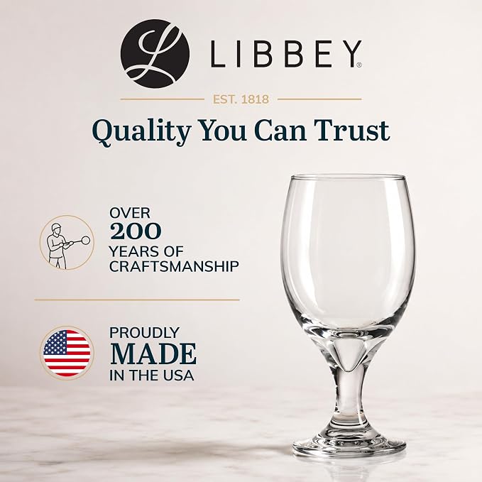 Libbey Classic Glass Goblets Set of 12, Stemmed Water & Tea Glasses | 16.25 oz Capacity for Iced Tea, Lemonade, Sangria, and More with Stemmed Design and Dishwasher-Safe Cleanup - Image 8