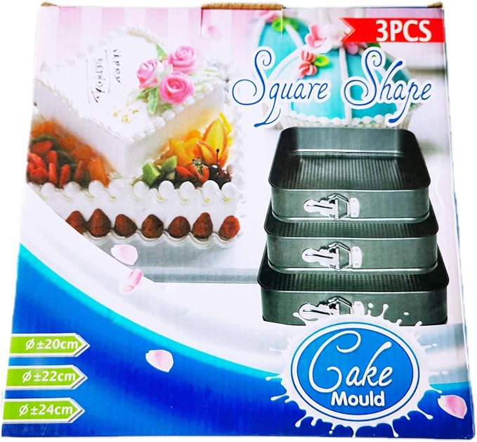 Kitchen Tool Cake Baking Supplies Non-stick Removable Bottom Springform Cake Pan Tin Baking Mold Square Shaped Leak proof and high temperature resistantCake Pans Set of 3 (Square) - Image 4