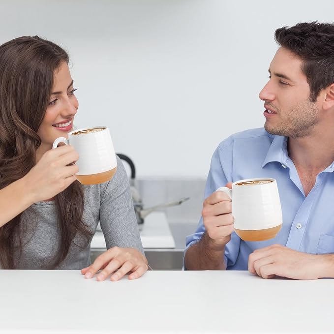 HASENSE Coffee Mugs Set of 2, Ceramic Coffee Cup for Men and Women, 20 oz White Mugs with Handle for Latte, Tea, Cocoa, Dishwasher and Microwave Safe - Image 2