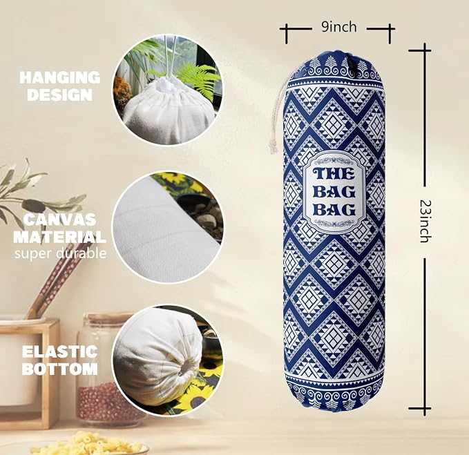The Bag Grocery Holder, Rustic Organizer for Shopping Bags, Wall Mount Plastic Storage Container Dispenser, Kitchen Gifts for Women Family Friends Grandma Mom (B-5) - Image 3